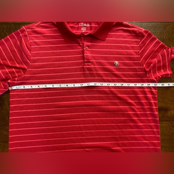 Izod Performance Polo, Men’s Medium, Red Striped, Moisture Wicking - Picture 8 of 8